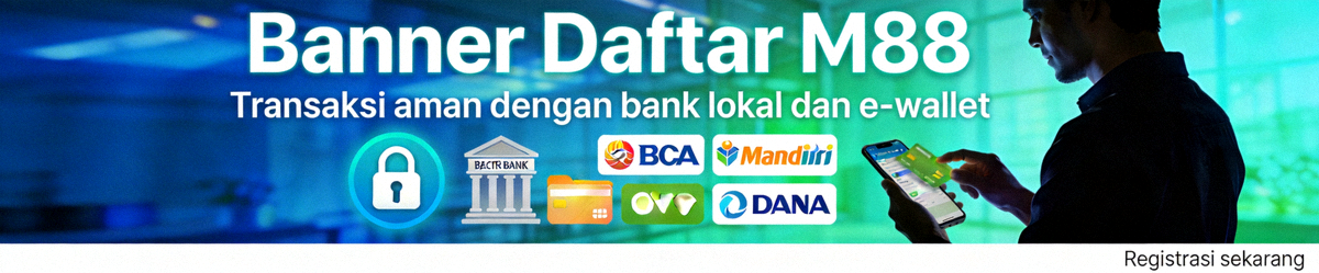 Banner Daftar M88 - Transaksi aman dengan bank lokal dan e-wallet