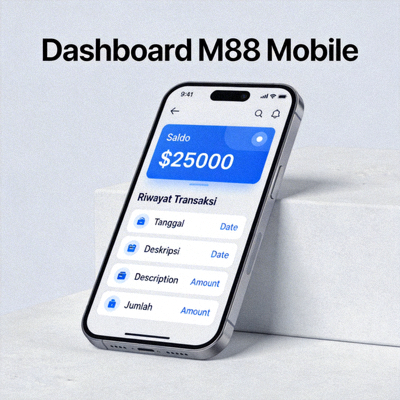 Dashboard M88 Mobile untuk memantau saldo dan riwayat transaksi
