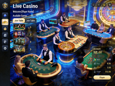 Lobi M88 Live Casino setelah pendaftaran dengan dealer langsung dan permainan meja