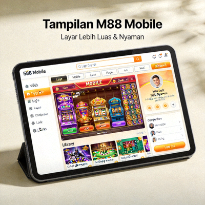 Tampilan M88 Mobile di tablet dengan layar yang lebih luas dan nyaman