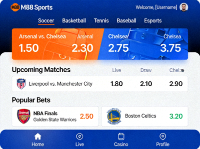 Tampilan M88 Sports setelah berhasil daftar dan login dengan berbagai odds olahraga